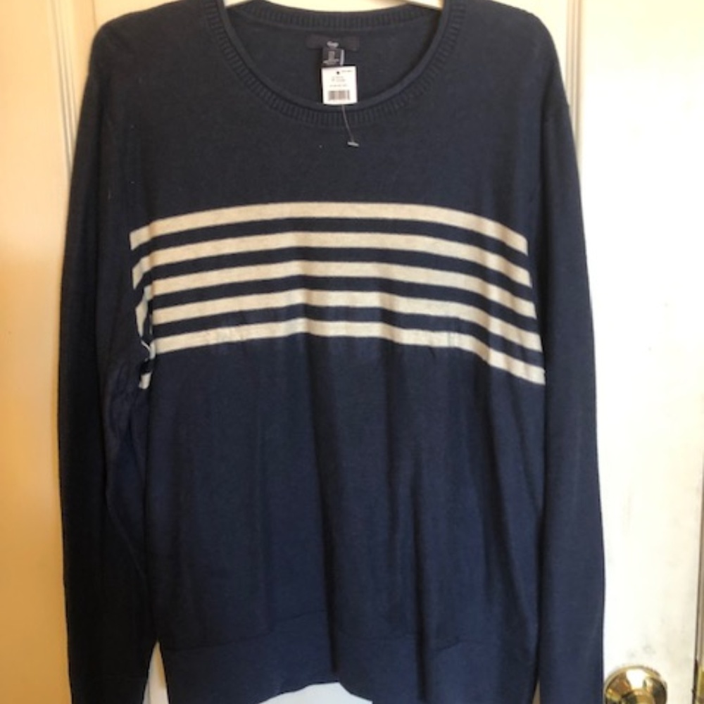 Gap Men's Blue & White Lightweight Sweater - Large